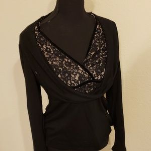 Adrianna Papell long sleeve shirt with lace